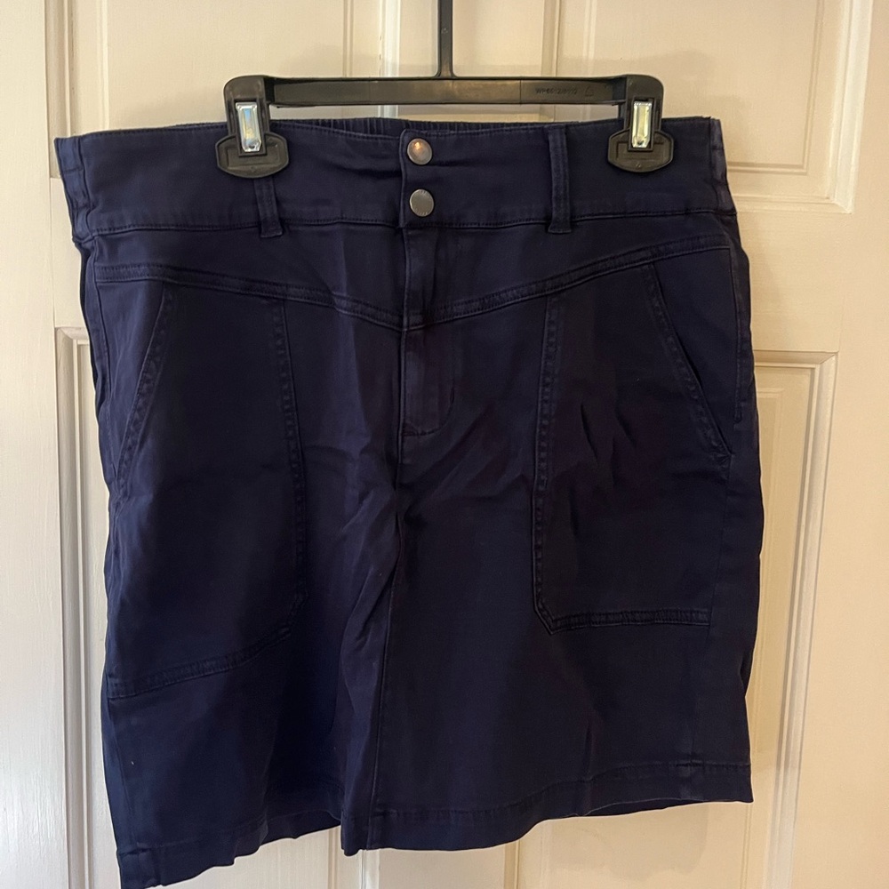 Liverpool Dark Blue Elastic Waist Shorts